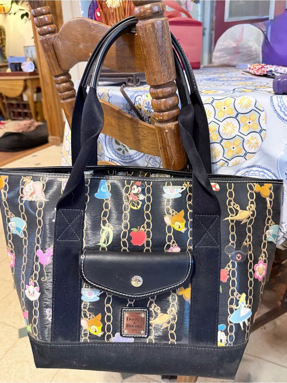 Dooney & Bourke Disney Tote with Multicolor Charm Chain Print